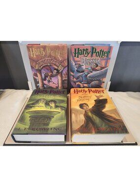 Nice~Lot of 4~HARRY POTTER~1st American Edition~Hardcover Books w/DJs~#s 1-3-6-7
